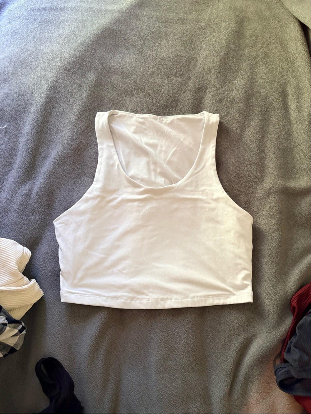 White Cropped Tank Top - Women's Sleeveless Scoop Crop